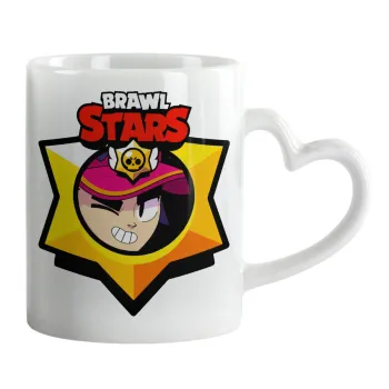 Brawl Stars Fang, Κούπα καρδιά χερούλι λευκή, κεραμική, 330ml