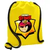 Τσάντα πλάτης πουγκί GYMBAG Κίτρινη, με τσέπη (40x48cm) & χονδρά κορδόνια