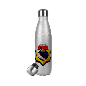 Brawl Stars Edgar, Metallic Glitter Silver Thermos Flask (Stainless steel), double-walled, 500ml