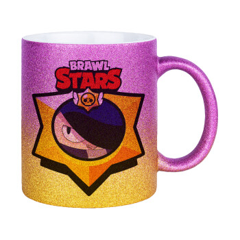Brawl Stars Edgar, Κούπα Χρυσή/Ροζ Glitter, κεραμική, 330ml