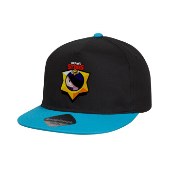 Brawl Stars Edgar, Καπέλο παιδικό snapback, 100% Βαμβακερό, Μαύρο/Μπλε
