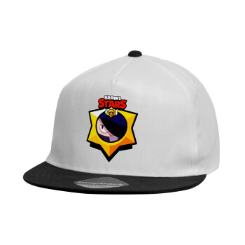 Brawl Stars Edgar, Καπέλο παιδικό Flat Snapback, Λευκό (100% ΒΑΜΒΑΚΕΡΟ, ΠΑΙΔΙΚΟ, UNISEX, ONE SIZE)