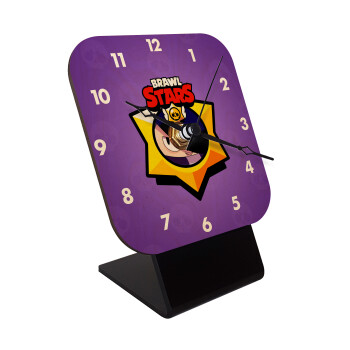 Brawl Stars Edgar, Quartz Table clock in natural wood (10cm)