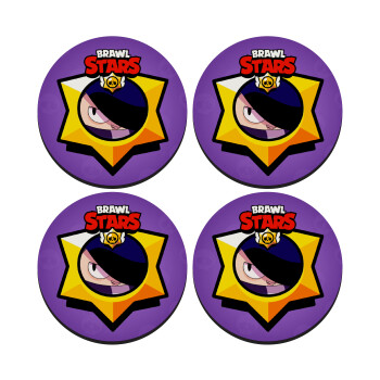 Brawl Stars Edgar, ΣΕΤ 4 Σουβέρ ξύλινα στρογγυλά (9cm)