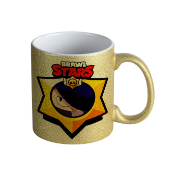 Brawl Stars Edgar, Κούπα Χρυσή Glitter που γυαλίζει, κεραμική, 330ml