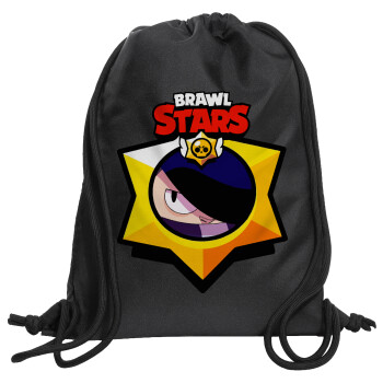 Brawl Stars Edgar, Τσάντα πλάτης πουγκί GYMBAG Μαύρη, με τσέπη (40x48cm) & χονδρά κορδόνια