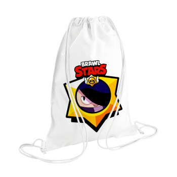 Brawl Stars Edgar, Τσάντα πλάτης πουγκί GYMBAG λευκή (28x40cm)