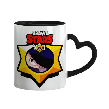 Brawl Stars Edgar, Mug heart black handle, ceramic, 330ml