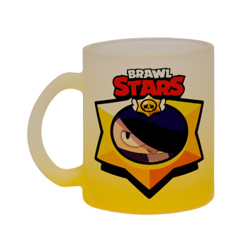Brawl Stars Edgar, Κούπα γυάλινη δίχρωμη με βάση το κίτρινο ματ, 330ml