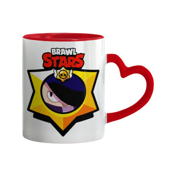 Brawl Stars Edgar, Mug heart red handle, ceramic, 330ml
