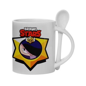 Brawl Stars Edgar, Ceramic coffee mug with Spoon, 330ml (1pcs)