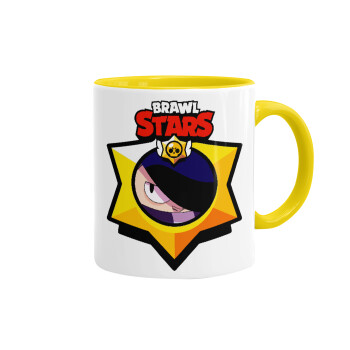 Brawl Stars Edgar, Κούπα χρωματιστή κίτρινη, κεραμική, 330ml