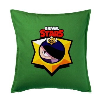 Brawl Stars Edgar, Μαξιλάρι καναπέ Πράσινο 100% βαμβάκι, περιέχεται το γέμισμα (50x50cm)