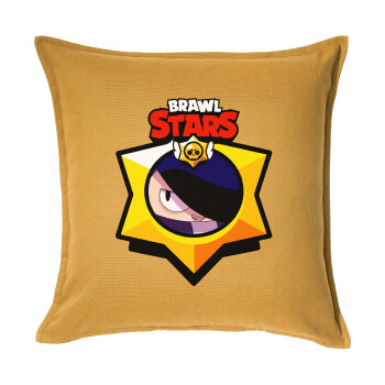 Brawl Stars Edgar, Μαξιλάρι καναπέ Κίτρινο 100% βαμβάκι, περιέχεται το γέμισμα (50x50cm)