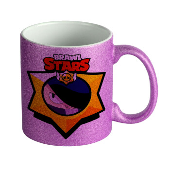 Brawl Stars Edgar, Κούπα Μωβ Glitter που γυαλίζει, κεραμική, 330ml