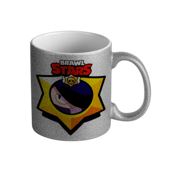 Brawl Stars Edgar, Κούπα Ασημένια Glitter που γυαλίζει, κεραμική, 330ml