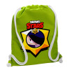 Backpack bag GYMBAG LIME GREEN, with pocket (40x48cm) & thick cords