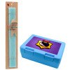 Easter Set, children's snack container BLUE & Easter aromatic flat candle (30cm) (TURQUOISE)