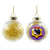 Transparent Christmas tree ball ornament with gold filling 8cm
