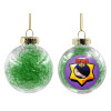 Transparent Christmas tree ball ornament with green filling 8cm