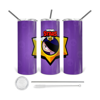 Brawl Stars Edgar, Tumbler stainless steel 600ml, with metal straw & cleaning brush