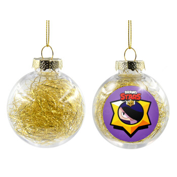 Brawl Stars Edgar, Transparent Christmas tree ball ornament with gold filling 8cm