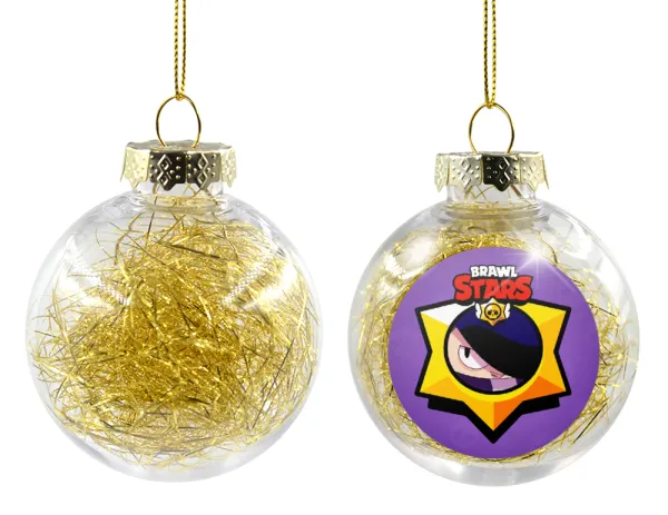 Brawl Stars Edgar — Transparent Christmas tree ball ornament with gold filling 8cm