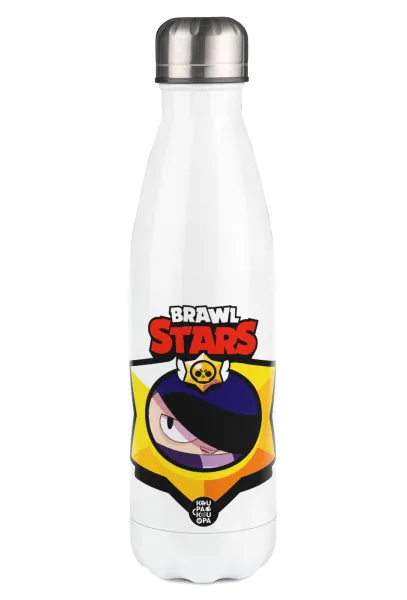 Brawl Stars Edgar — Μεταλλικό παγούρι θερμός Λευκό (Stainless steel), διπλού τοιχώματος, 500ml