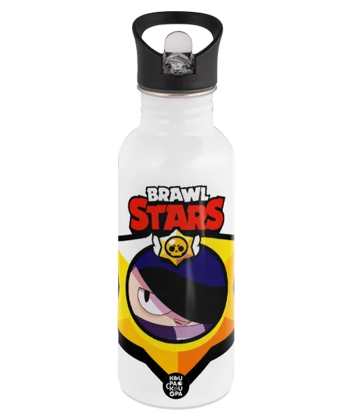 Brawl Stars Edgar — Παγούρι νερού Λευκό με καλαμάκι, ανοξείδωτο ατσάλι 600ml