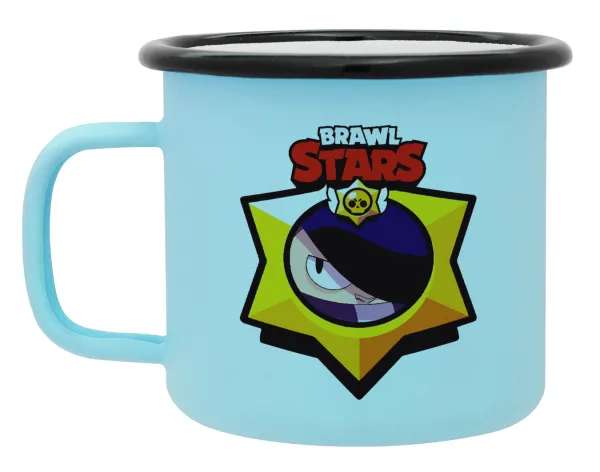 Brawl Stars Edgar — Metal enamel mug, matte light blue, 360ml