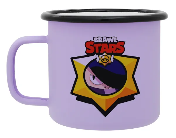 Brawl Stars Edgar — Metal enamel mug, matte light pastel purple, 360ml