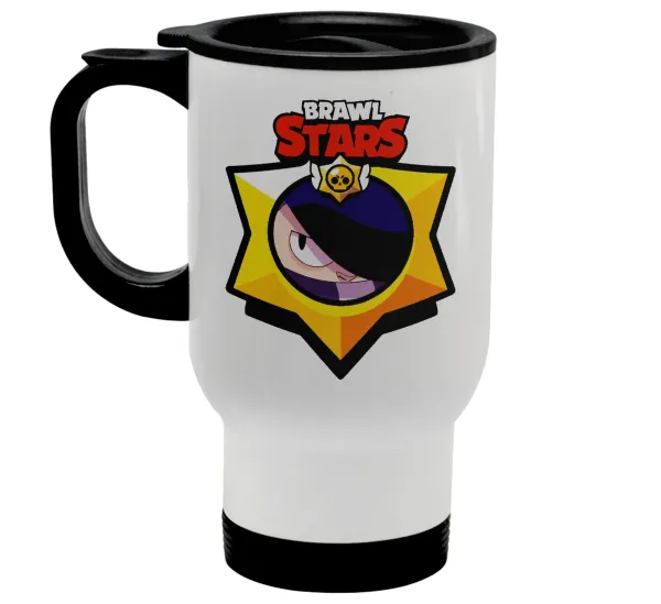 Brawl Stars Edgar — Stainless steel travel mug with lid, double wall white 450ml