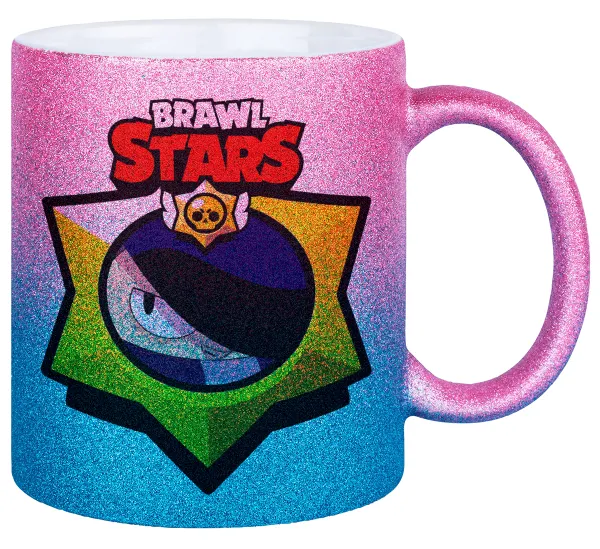 Brawl Stars Edgar — Gold/blue glitter mug, ceramic, 330ml