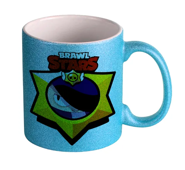 Brawl Stars Edgar — Light blue glitter mug that sparkles, ceramic, 330ml