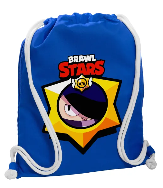 Brawl Stars Edgar — Backpack pouch GYMBAG Blue, with pocket (40x48cm) & thick cords