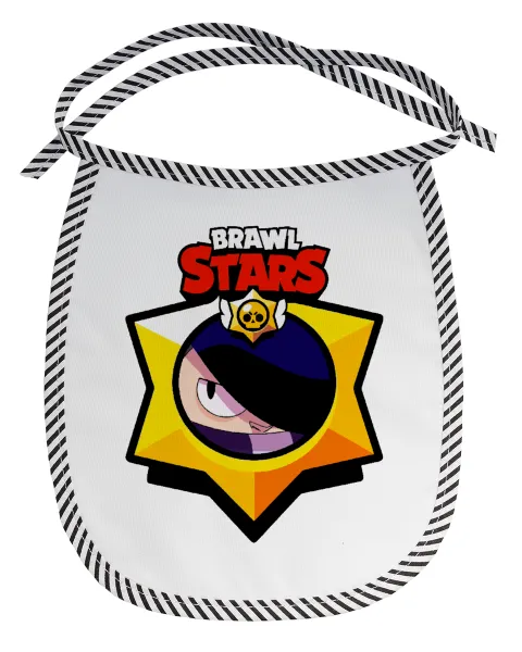 Brawl Stars Edgar — Stain-resistant baby bib with tie, black