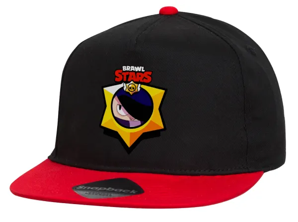 Brawl Stars Edgar — Children's Flat Snapback Hat, Black/Red (100% COTTON, CHILDREN'S, UNISEX, ONE SIZE)
