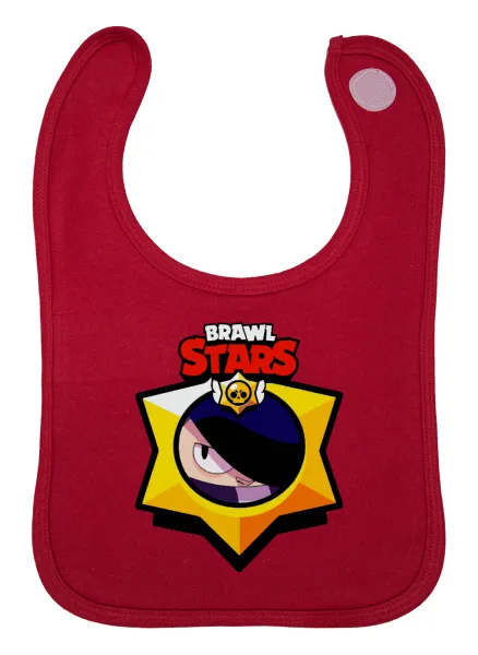 Brawl Stars Edgar — Baby bib with velcro, red, 100% organic cotton (0-18 months)