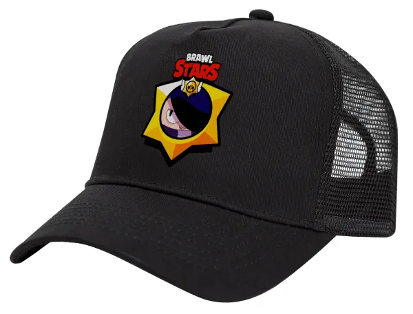 Brawl Stars Edgar — Trucker Hat with Mesh, Black, (COTTON, KIDS, UNISEX, ONE SIZE)