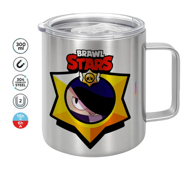 Brawl Stars Edgar — Double-walled stainless steel mug 300ml with temperature-retaining lid