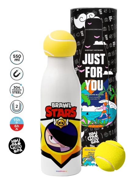 Brawl Stars Edgar — Tennis ball Metal mug thermos White, double wall, 550ml