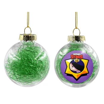 Brawl Stars Edgar, Transparent Christmas tree ball ornament with green filling 8cm