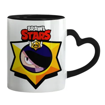 Brawl Stars Edgar, Κούπα καρδιά χερούλι μαύρη, κεραμική, 330ml