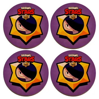 Brawl Stars Edgar, ΣΕΤ x4 Σουβέρ ξύλινα στρογγυλά plywood (9cm)