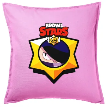 Brawl Stars Edgar, Μαξιλάρι καναπέ ΡΟΖ 100% βαμβάκι, περιέχεται το γέμισμα (50x50cm)
