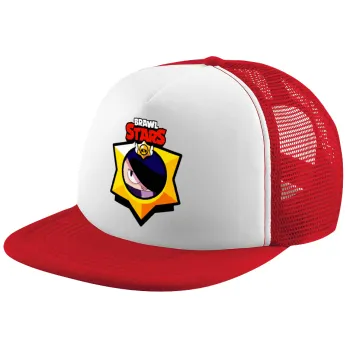 Brawl Stars Edgar, Adult Soft Trucker Hat with Red/White Mesh (POLYESTER, ADULT, UNISEX, ONE SIZE)