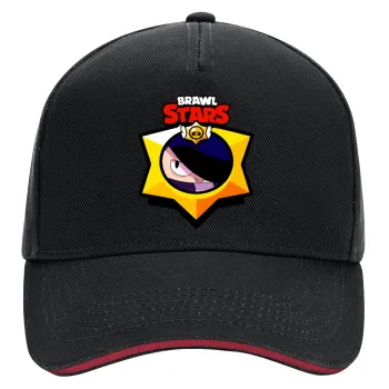Brawl Stars Edgar, DRILL Adult Ultimate Hat BLACK/RED, (100% COTTON, ADULT, UNISEX, ONE SIZE)