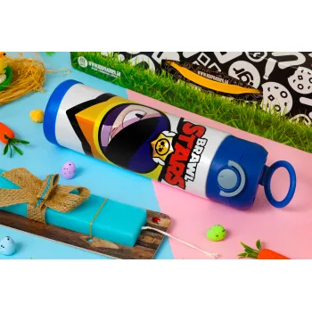 Brawl Stars Edgar, Easter candle, Childrens hot water bottle, stainless steel, with safety straw, BLUE (500ml)