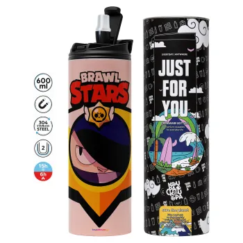 Brawl Stars Edgar, Tumbler stainless steel PINK 600ml