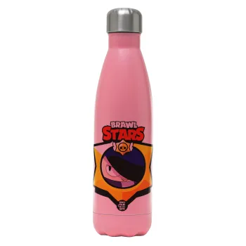 Brawl Stars Edgar, Metal mug thermos Pink Mat (Stainless steel), double wall, 500ml